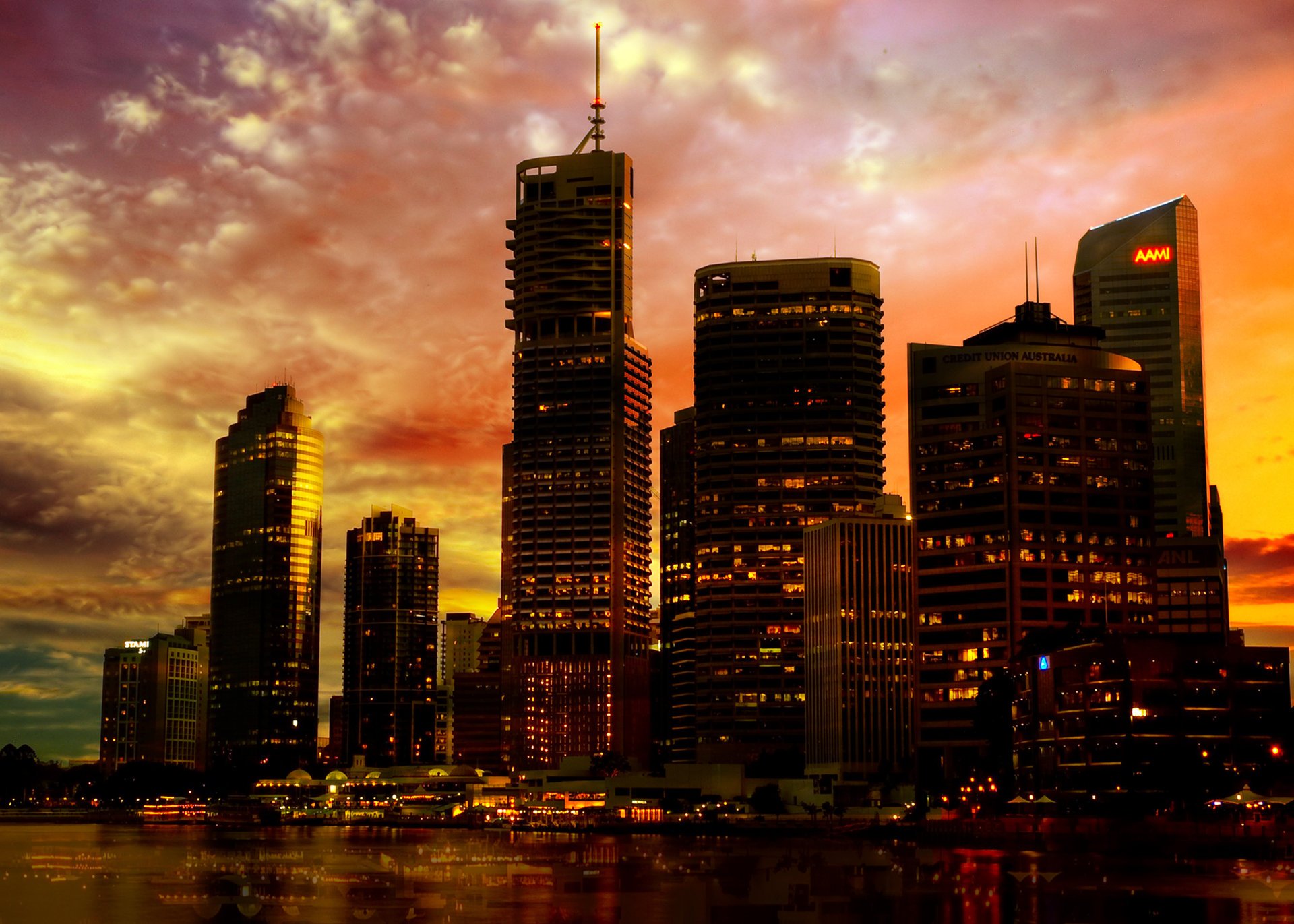 kyscraper city lights methevas australia city sunset city wallpaper australia metropolis skyscrapers evening lights pink sky night sky