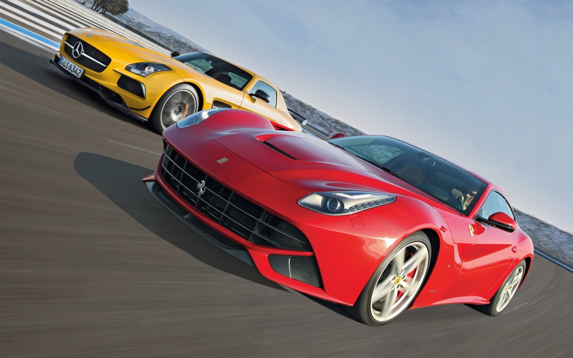 ferrari f12 berlinetta mercedes-benz sls amg ferrari mercedes supercars front