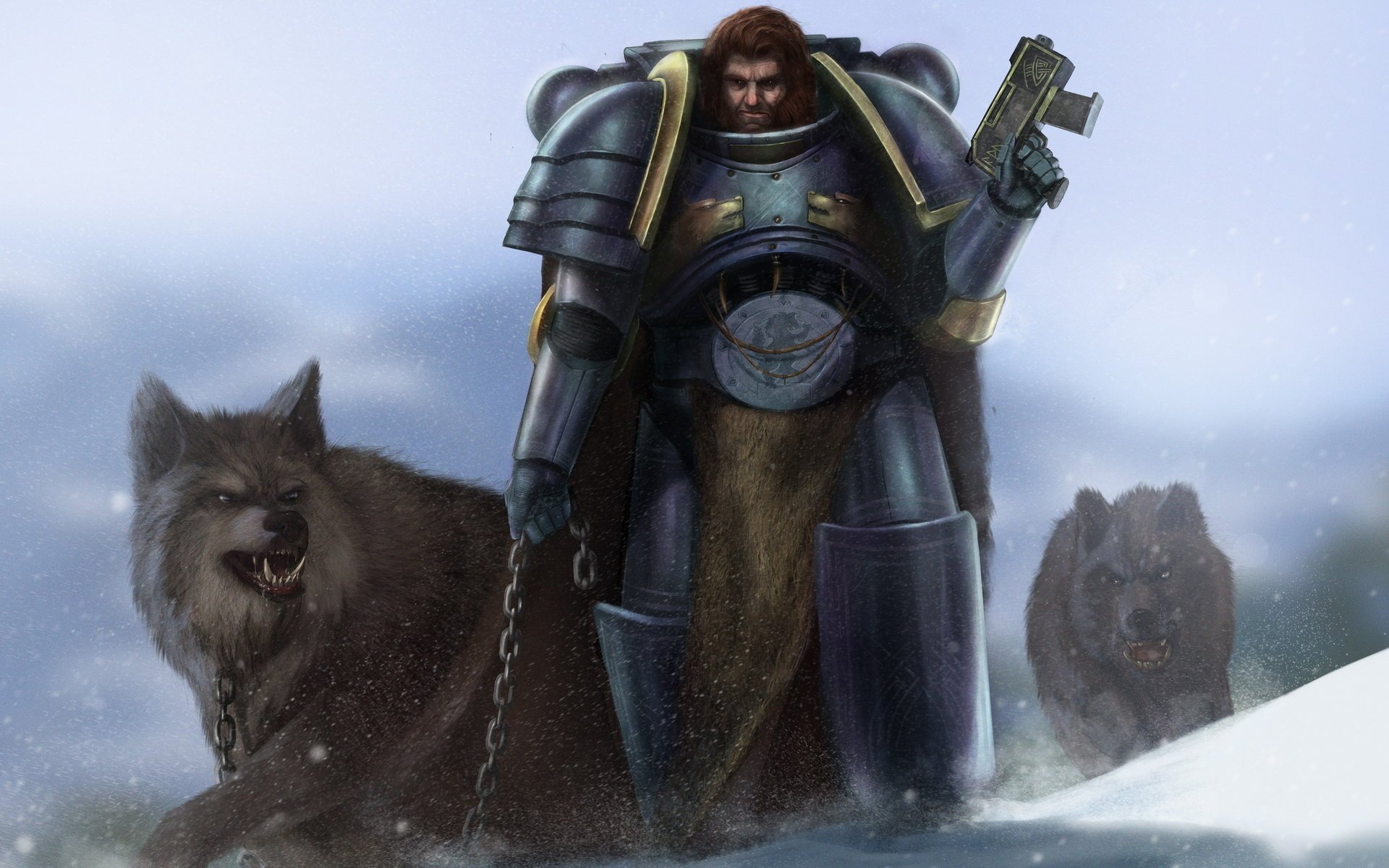 warhammer neige chaîne homme loups dessins anime