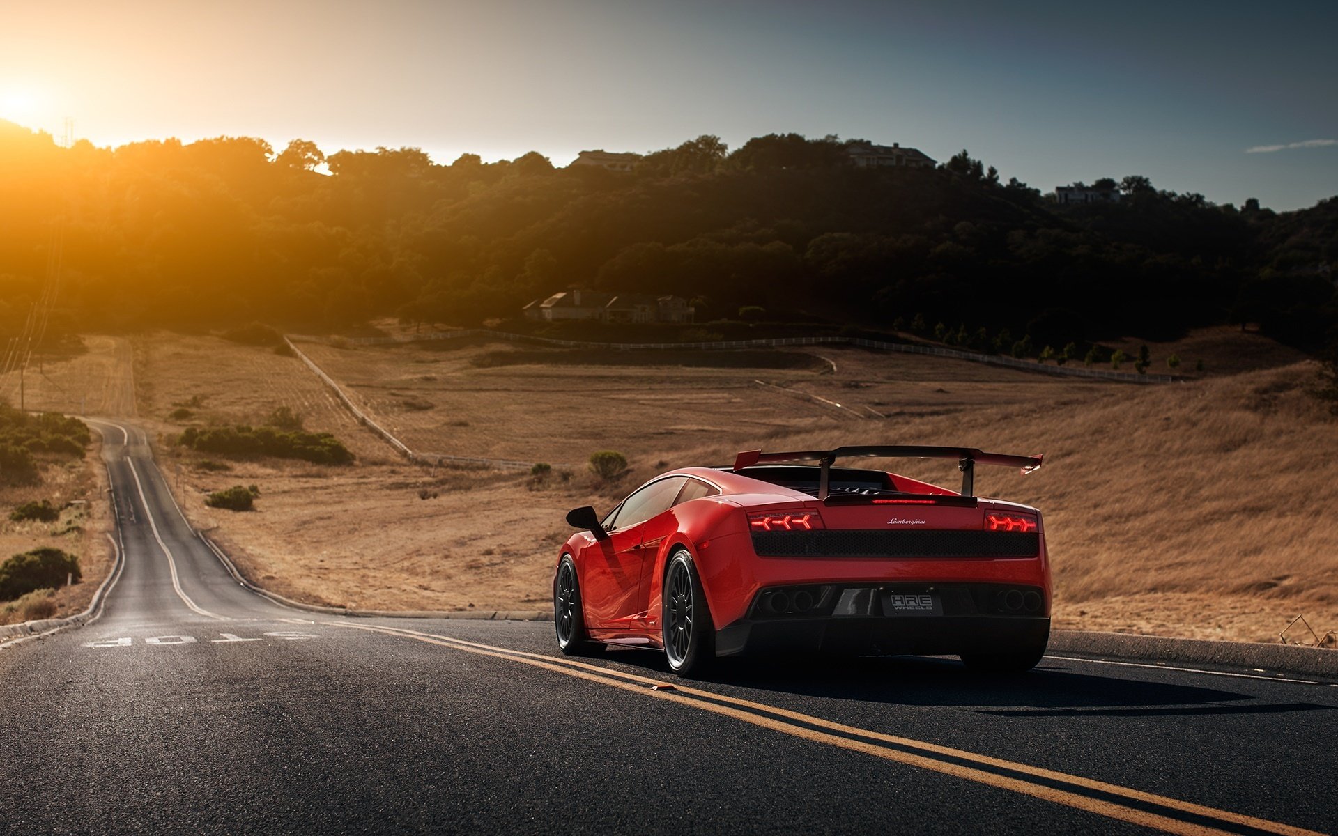 lamborghini gallardo lp570-4 super trofeo supercar rear road sun spoiler red