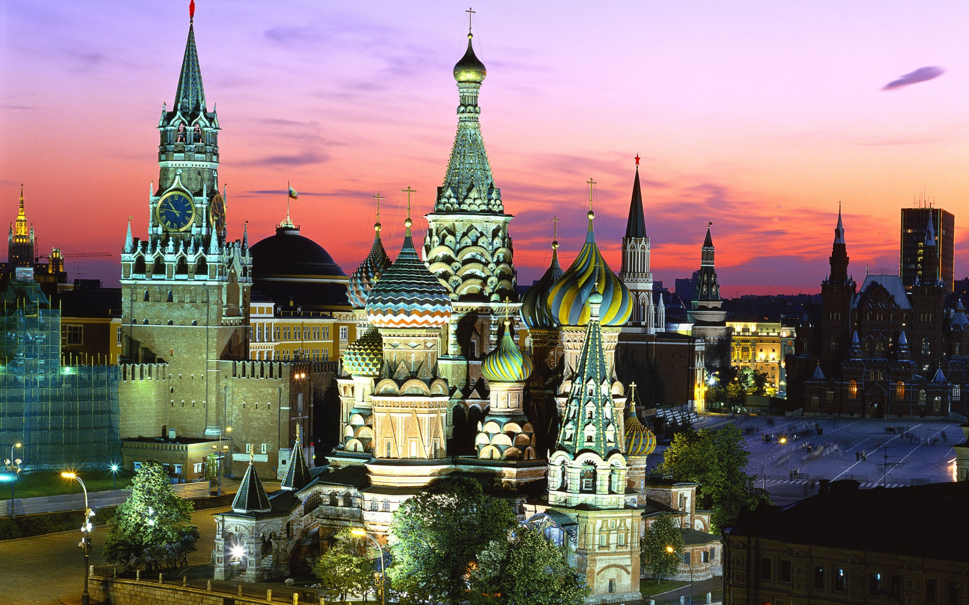 moscou tour spasskaya temple de basile le bienheureux russie place rouge