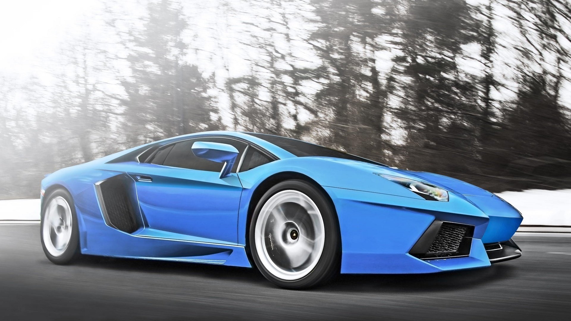 lamborghini aventador lp700-4 blue supercar speed