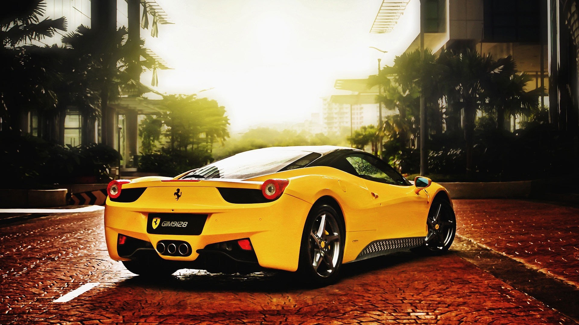 yellow ferrari supercar ferrari 458 sports car