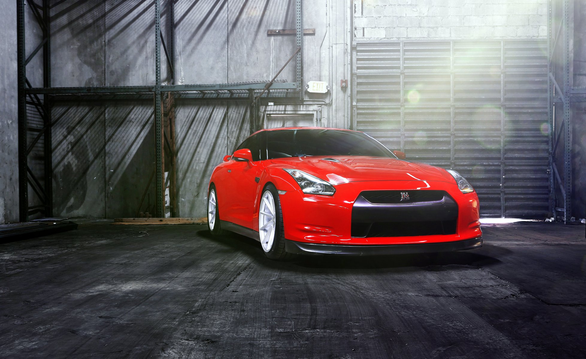 nissan gtr red vossen wheels front