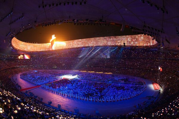 Sports stadium at the opening of the Olympics