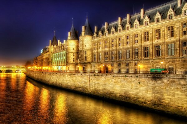 Noche París paisaje de cuento de hadas