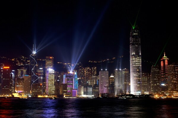 Evening skyscrapers of Hong Kong