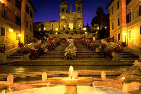 Italien. Rom. Die Nacht. Der Brunnen