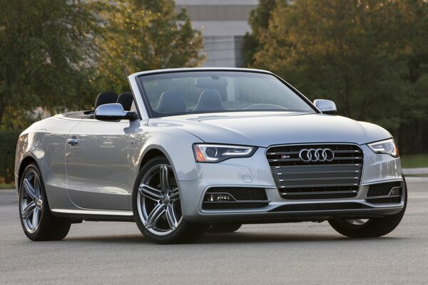 Silver Audi s5 convertible on the road
