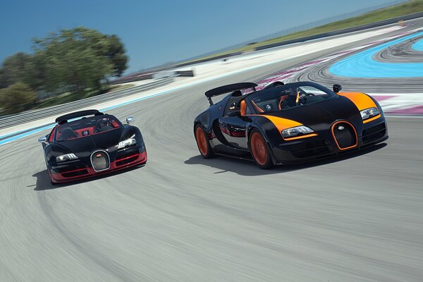 Sports cars on the race track