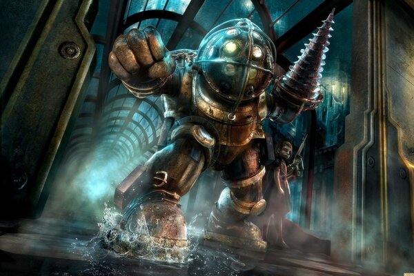 Big daddy with little sister BioShock