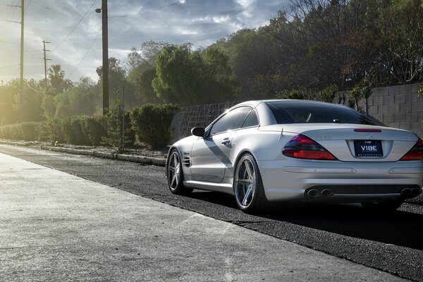 Silver Mercedes car on the road