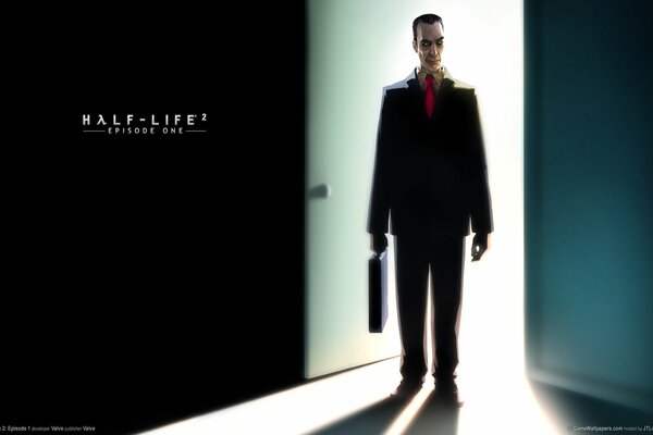 A man in the hallway with a briefcase