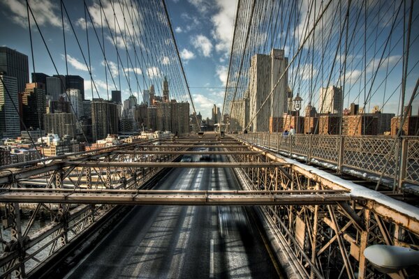 Flying along a car suspension bridge