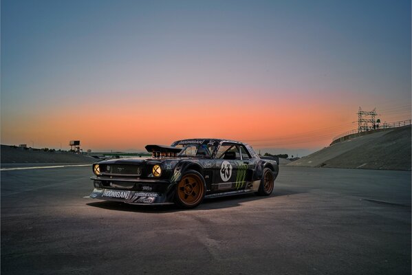 Ford Mustang at sunset