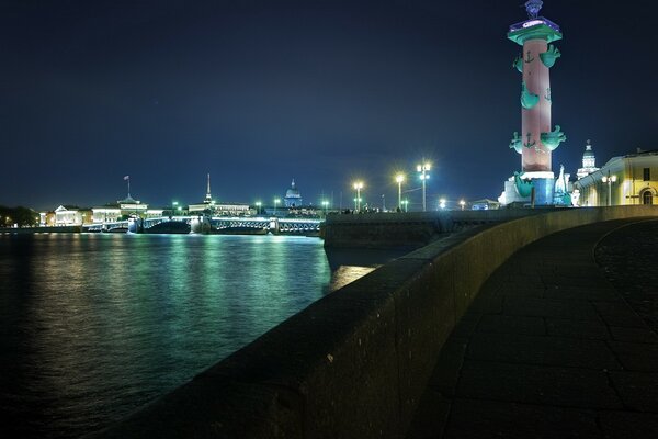 Bright lights of St. Petersburg at night
