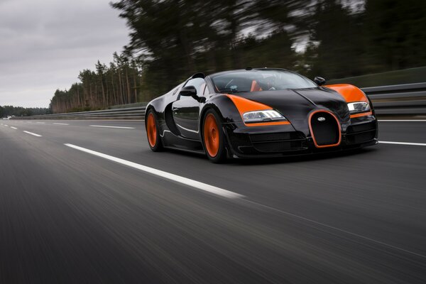 Dynamic shot of a sporty bugatti