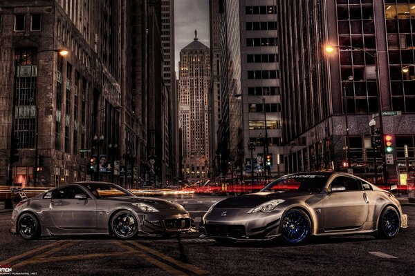 Beautiful Nissan cars in the night city