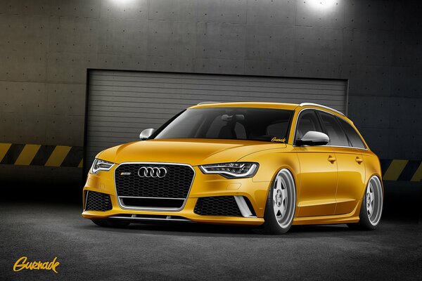 Audi rs 6 yellow front view