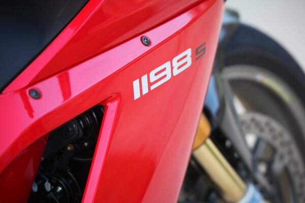 Macro photography of the Italian red bike