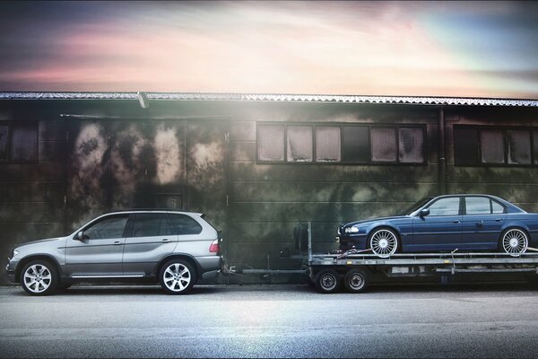 Cars on the background of an old building