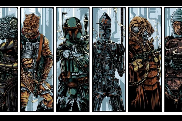 Six Bounty Hunters from Star Wars