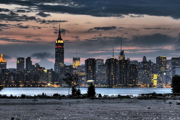 Skyscrapers of New York from the shore