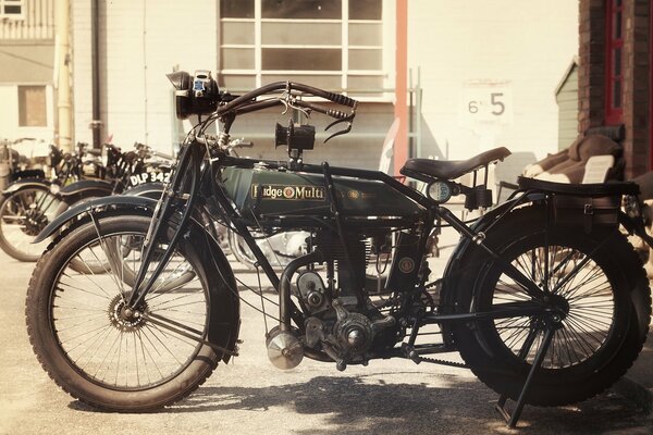 Motorcycle with a classic timer on the street