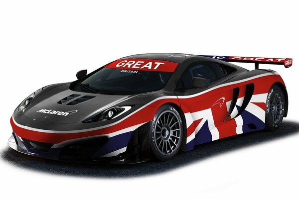 mclaren sports car, mp4-12c, gt3 black on white background