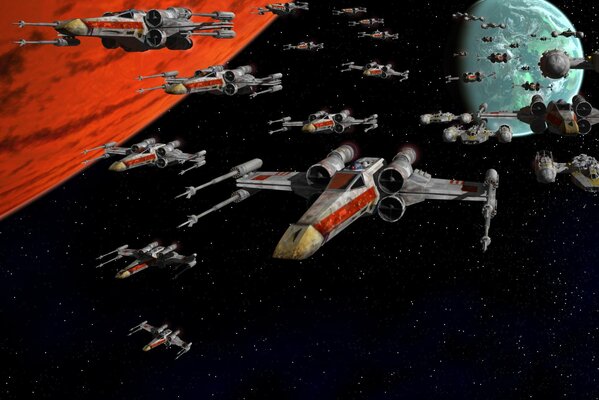 La flotte rebelle dans le film Star Wars