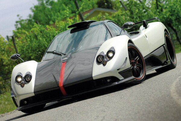 Supercar pagani zonda white and black