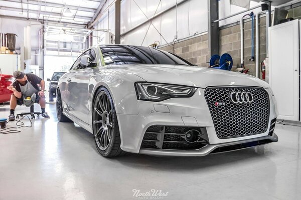 White tuned Audi car