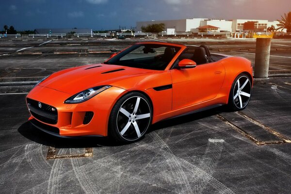 Photo of a bright car. Afterburner. Beautiful car. Convertible