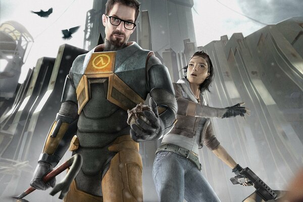 Gordon Freeman and Alix Vance from the game Half-life 2