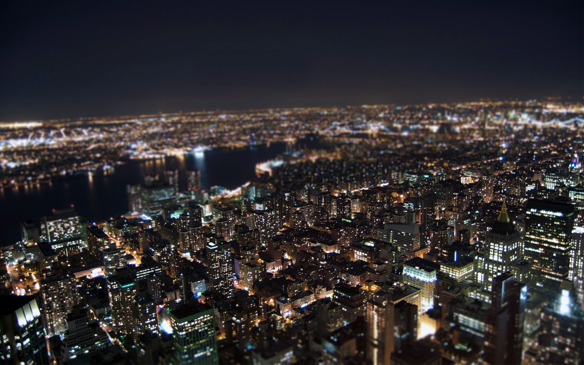 lichter new york city nacht tilt-shift-effekt