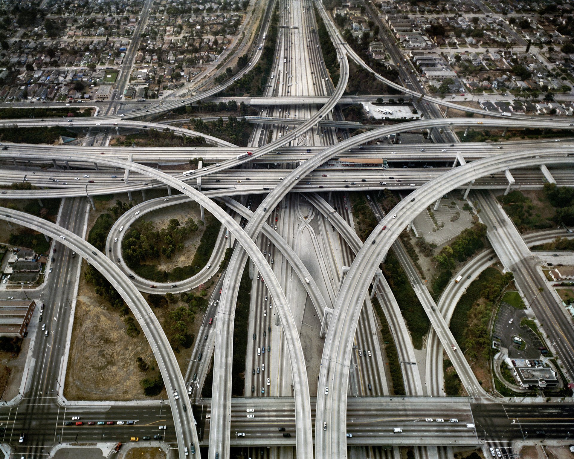 interchange panorama autoroute highway road cars bridge city bridge los angeles los angeles usa america top view highway auto traffic metropolis view cities highway