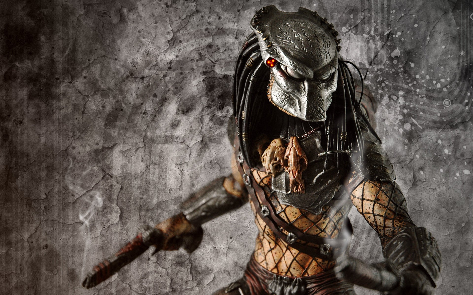 wilk figurki akcji figurki kolekcjonerskie film predator predator myśliwy wojownik głowa wilka pistolet celownik celownik makro fantastyka filmy alien vs predator