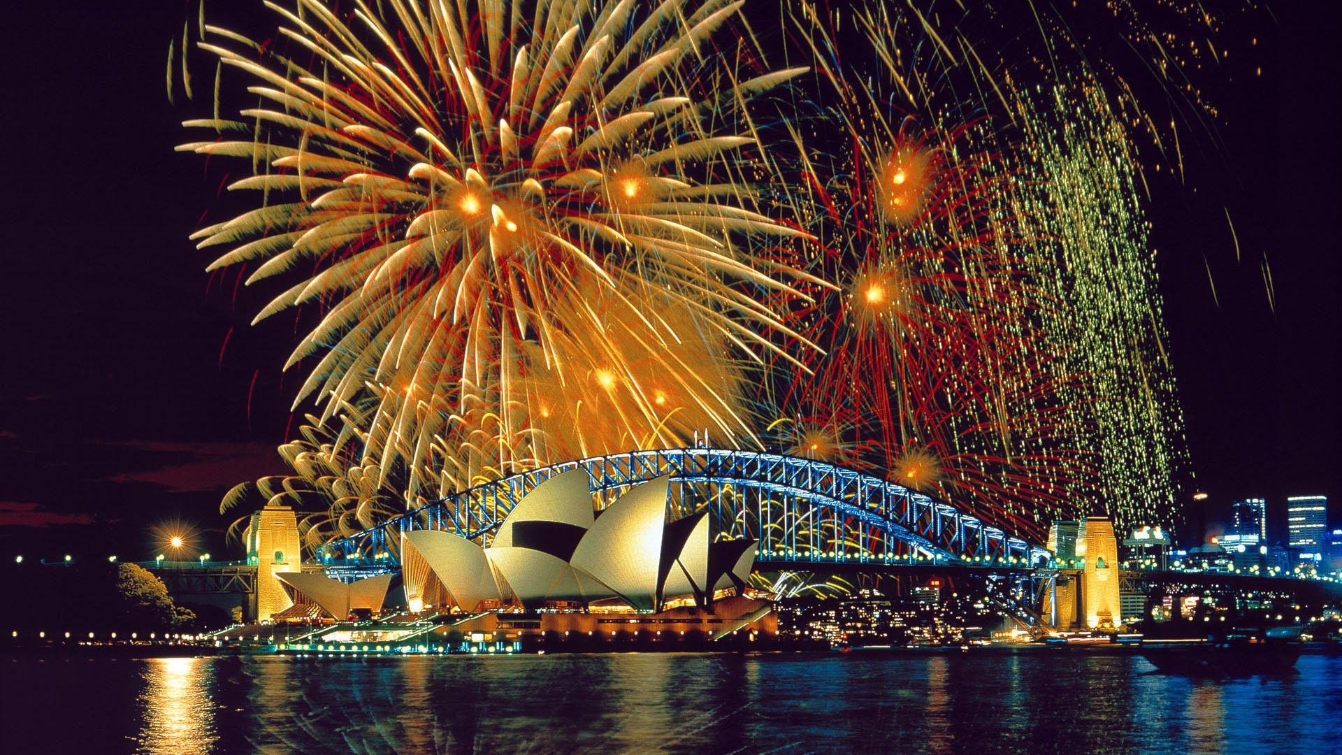 sydney australia noche luces vacaciones saludo fuegos artificiales puente ciudad agua reflexión belleza cielo linternas puentes