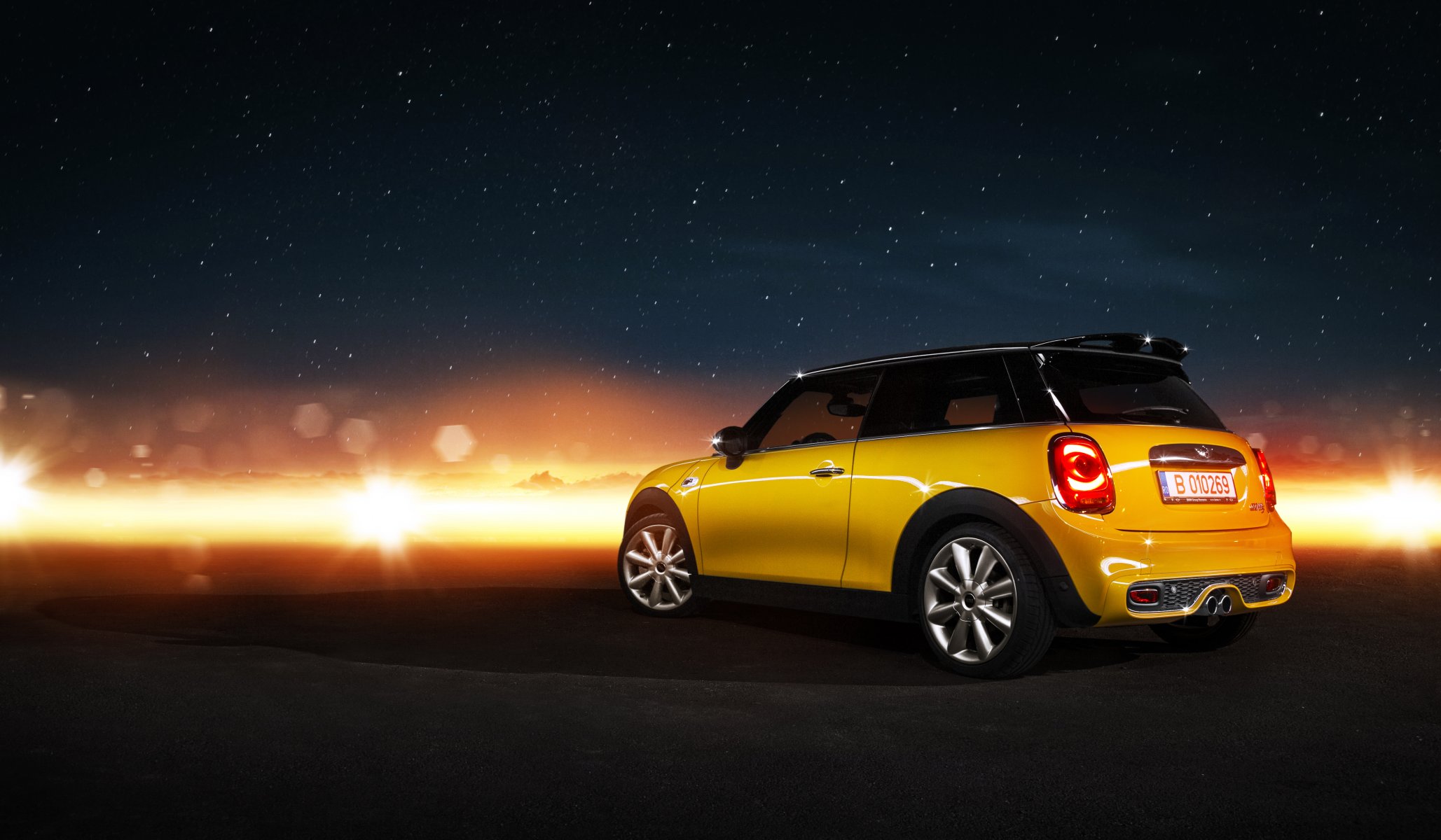 mini cooper s mini cooper yellow rearside