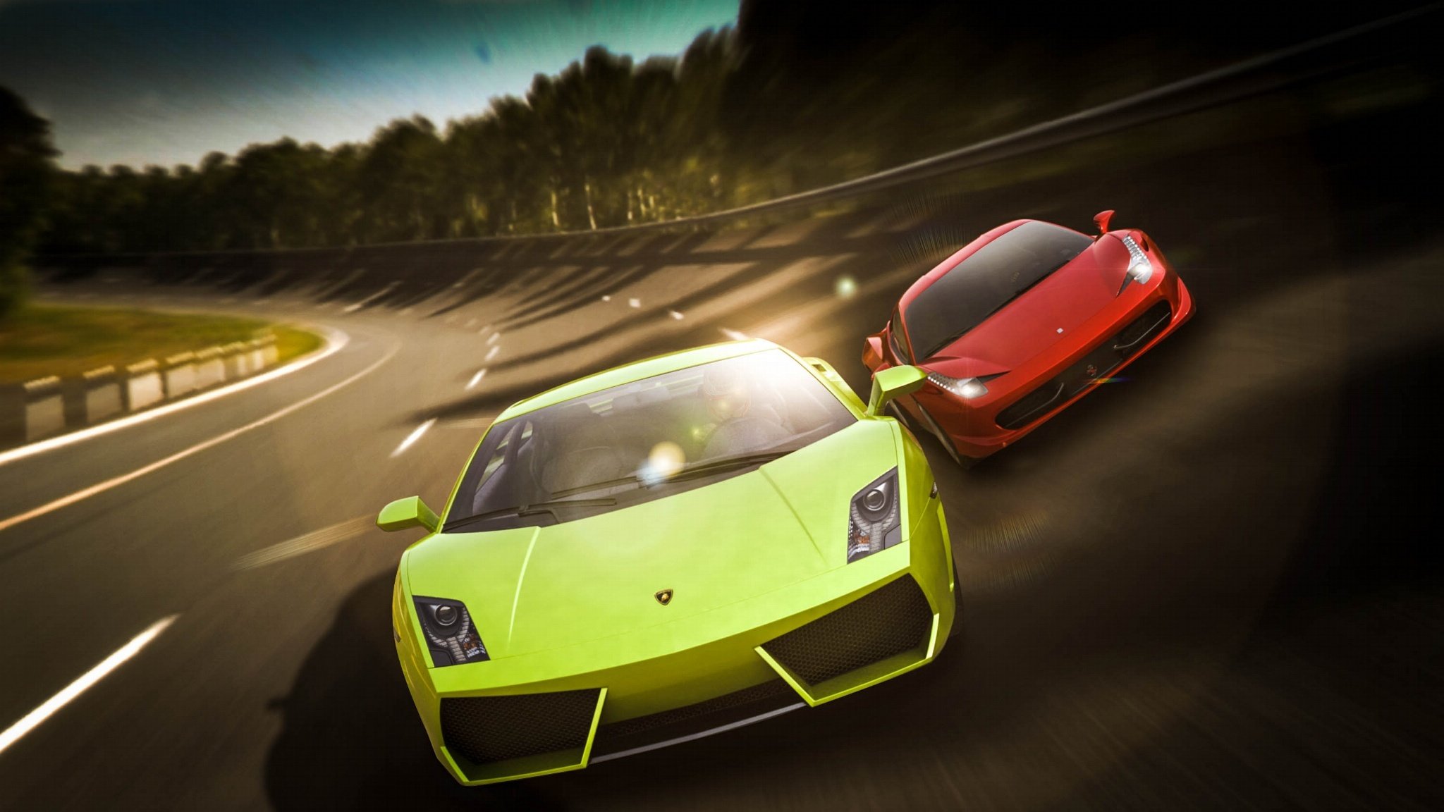 lamborghini gallardo ferrari italia voitures vitesse vert rouge