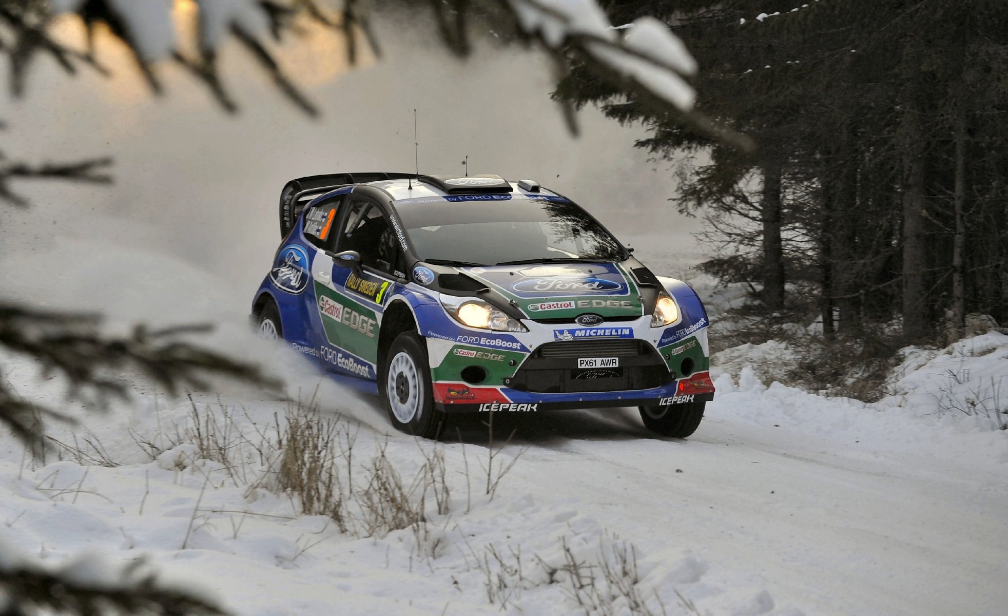 ford fiesta rally wrc J.m. latvala m. anttila snow winter fiesta rally