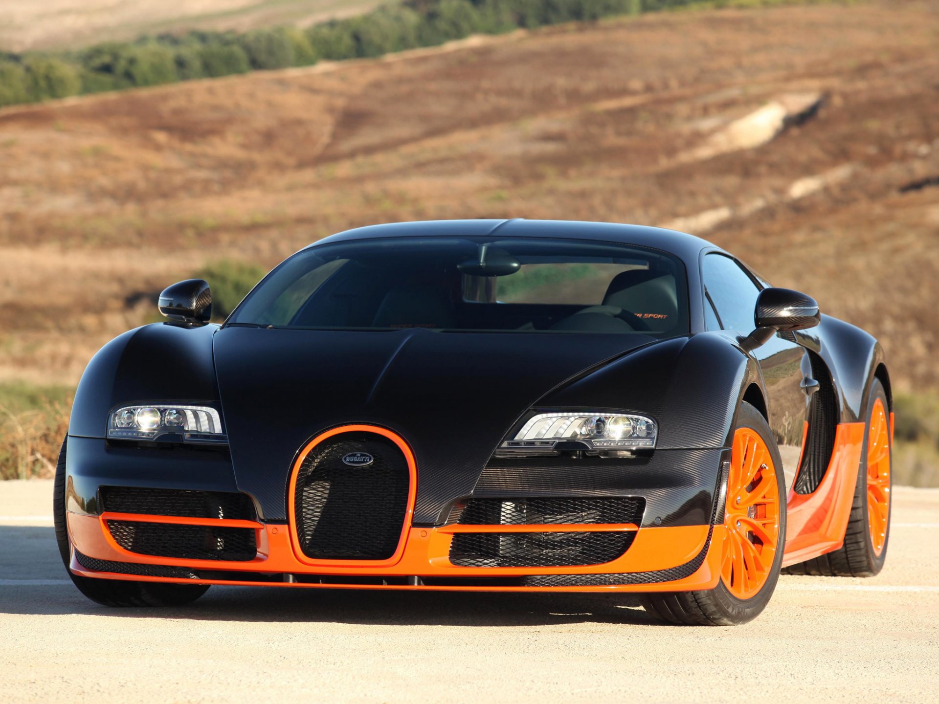 bugatti veyron 16.4 super sport быстрый суперкар гиперкар черный оранжевый