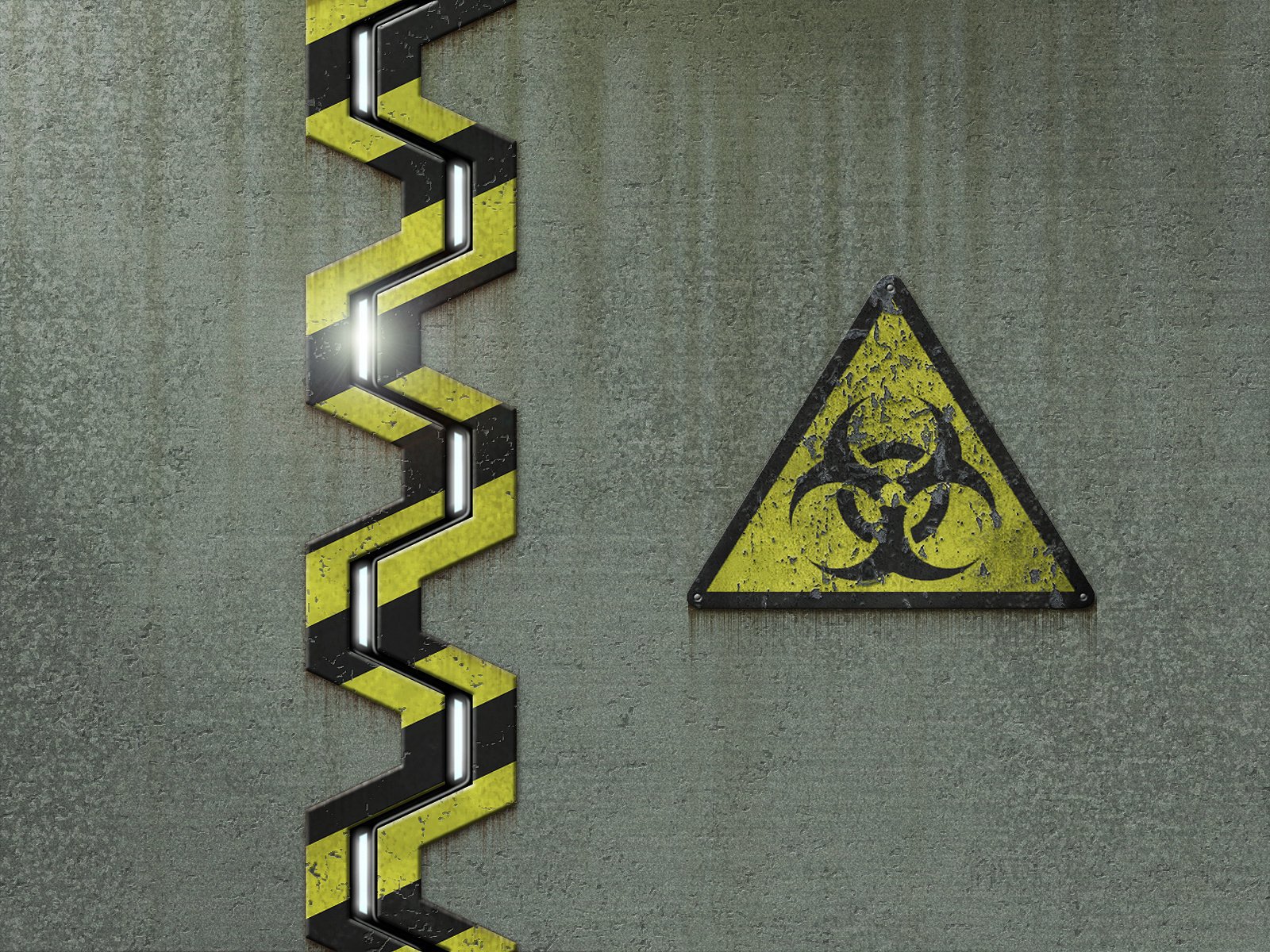 biohazard infestation biologique signe emblème texture jaune lumière rayures porte battant