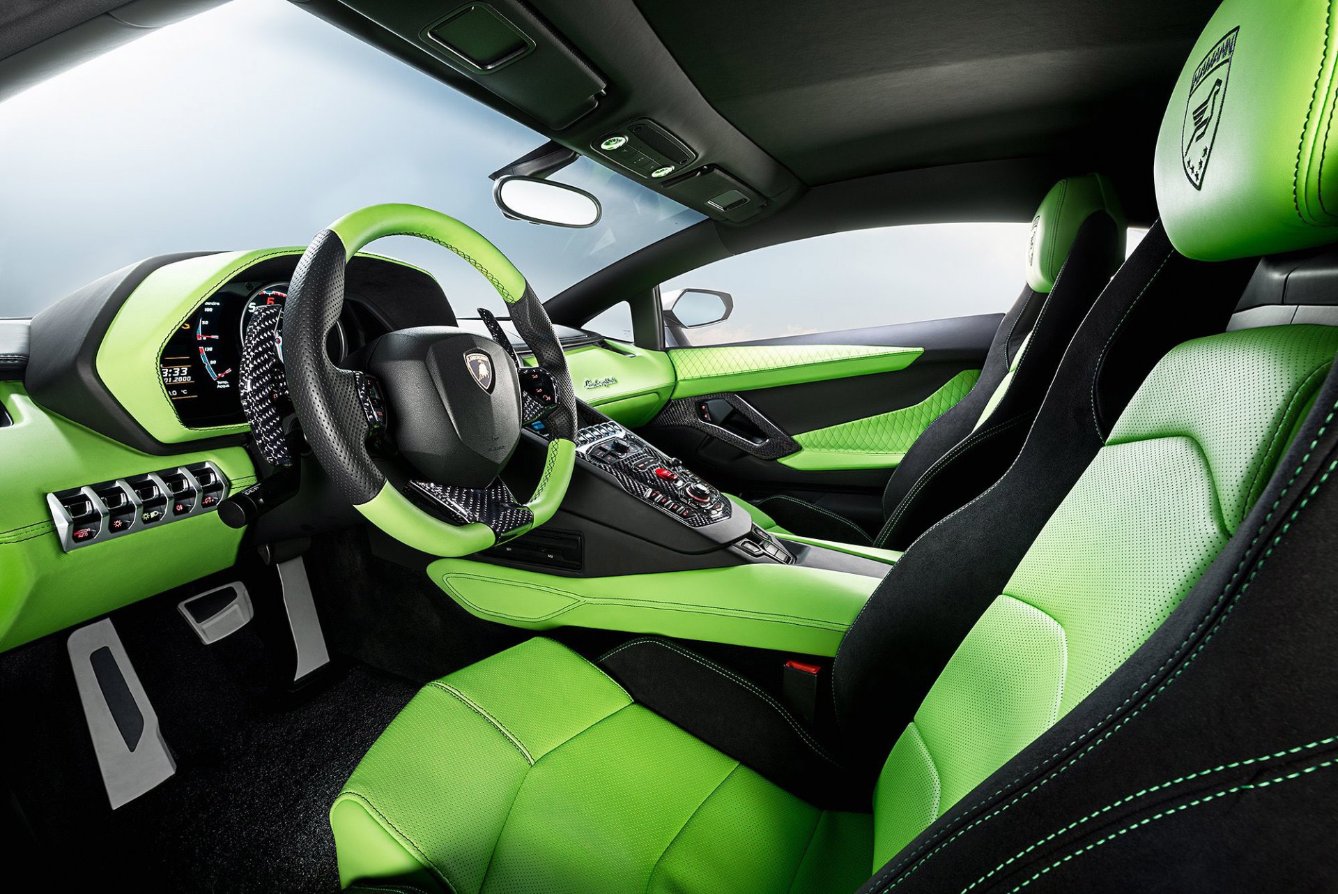 lamborghini aventador lp700-4 2014 hamann limited verde interno volante sedile