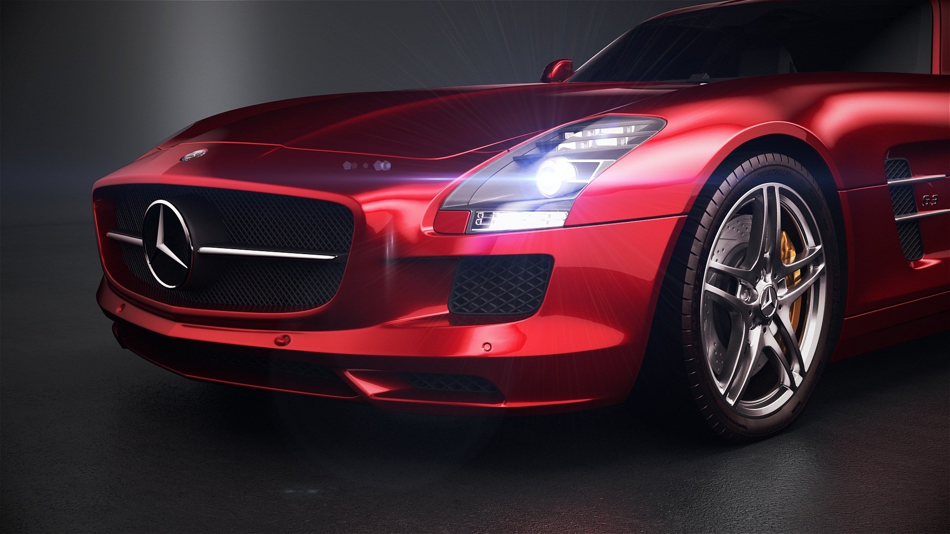 mercedes-benz sls amg-studio coldfusion20 3ds max vray photoshop rouge avant mercedes benz rouge avant phare pare-chocs