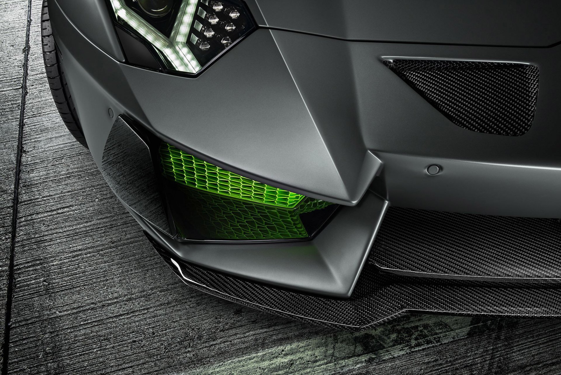 lamborghini aventador lp700-4 2014 hamann limited green front bumper ligth