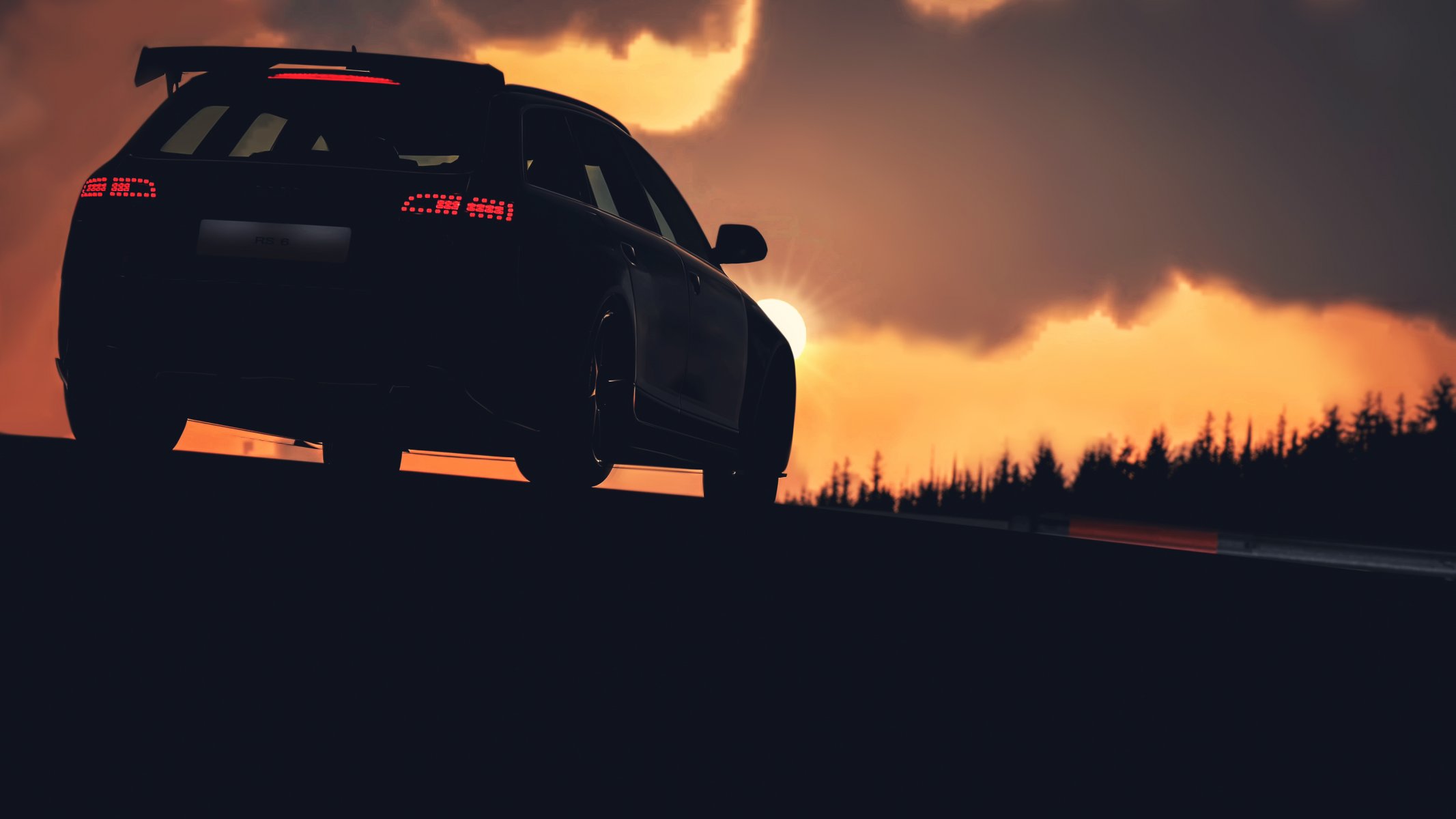 audi rs-6 sun silhouette