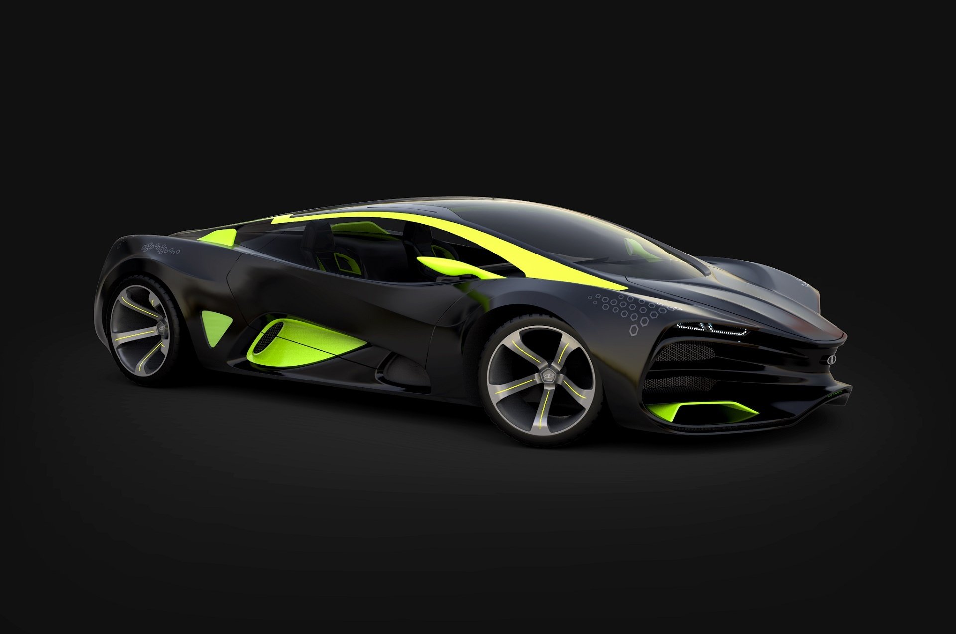 lada corbeau 2014 concept voiture vert lumières raven concept phares