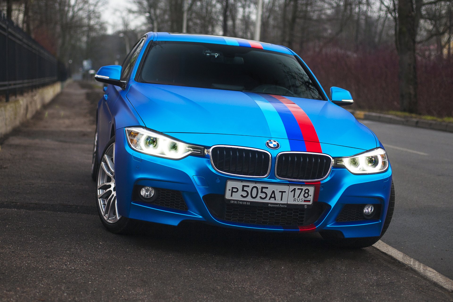 bmw 335i f30 blue car