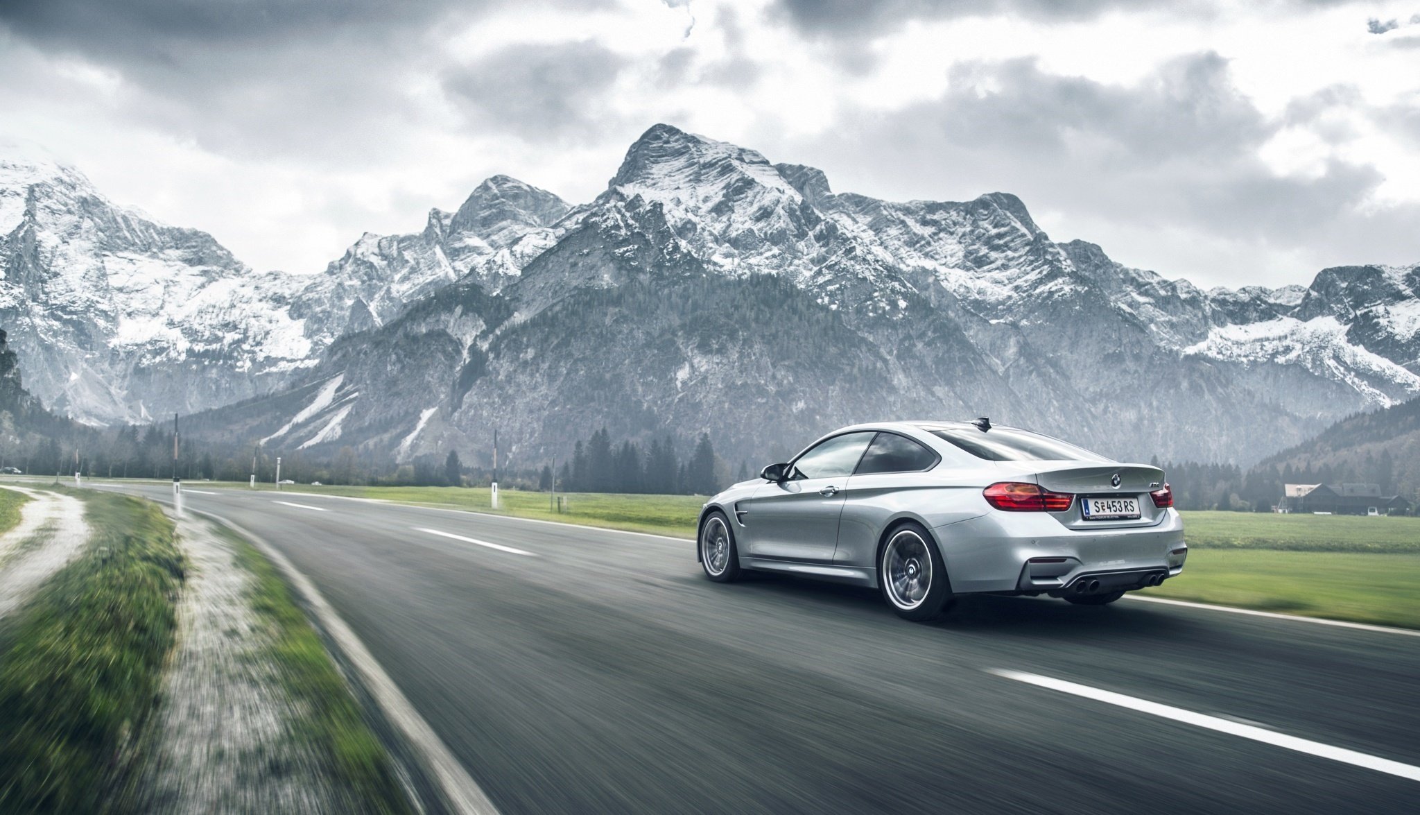 bmw m4 allemand voiture vitesse montagne arrière route